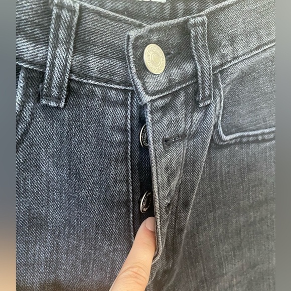 Pixie Market High Rise Black Denim Raw Hem Straight Leg Jeans - Picture 2 of 7